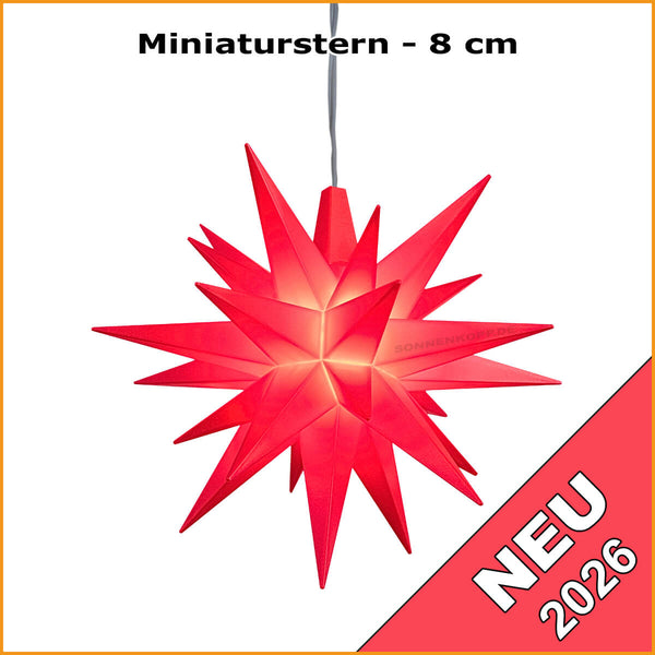 Herrnhuter Miniaturstern 8 cm in rot – neue Farbe 2026, Original HERRNHUTER® Stern aus Kunststoff für Innenbereich, ideal für Fensterdeko, Kränze und Tischdekoration