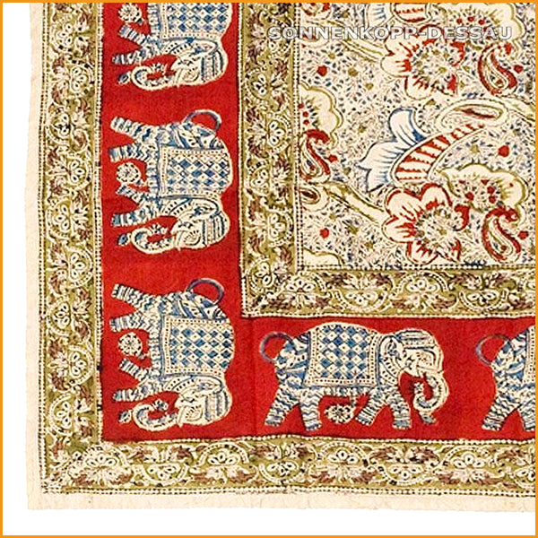 Kalamkari Tuch in Holzblock Stempeldruck handgefertigt